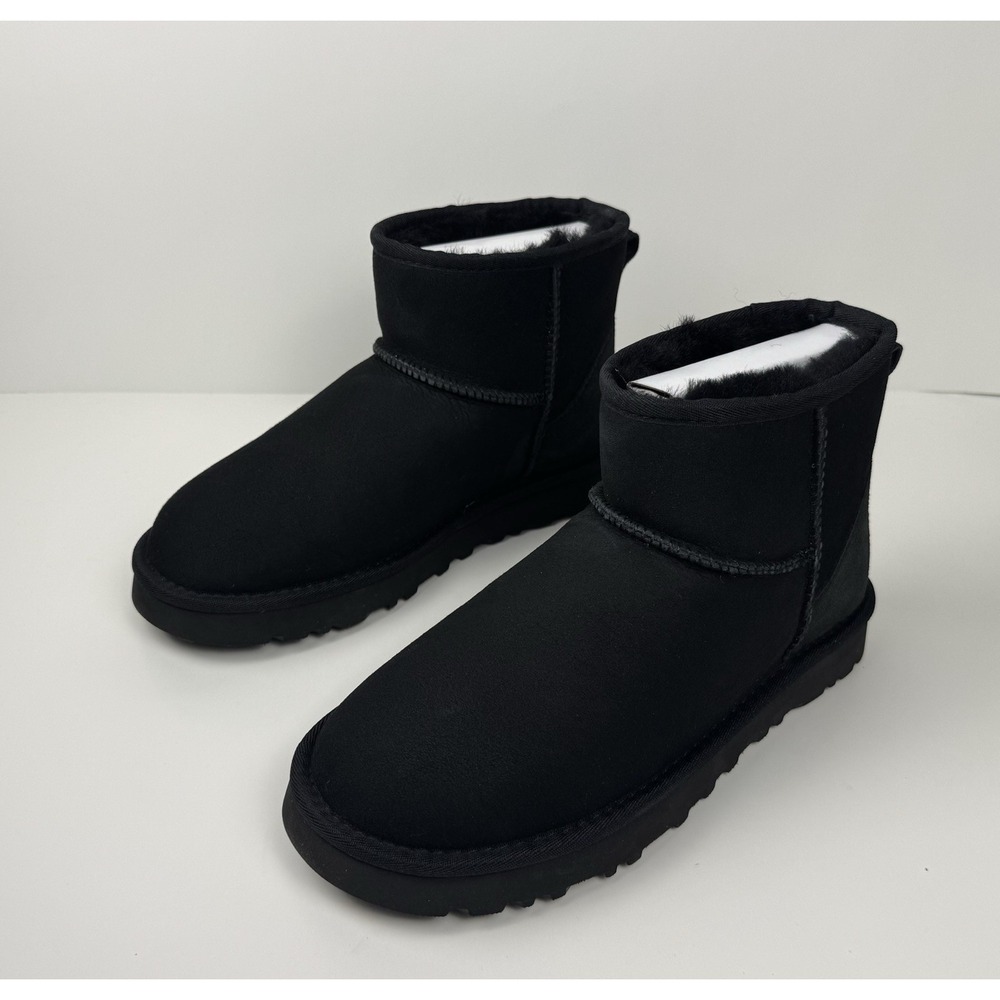 UGG Classic Mini II Ankle Boots Women's Size 8 Sheepskin Suede/Shearling Black